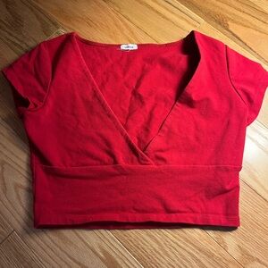 Garage Small Red V-Neck Crop Top